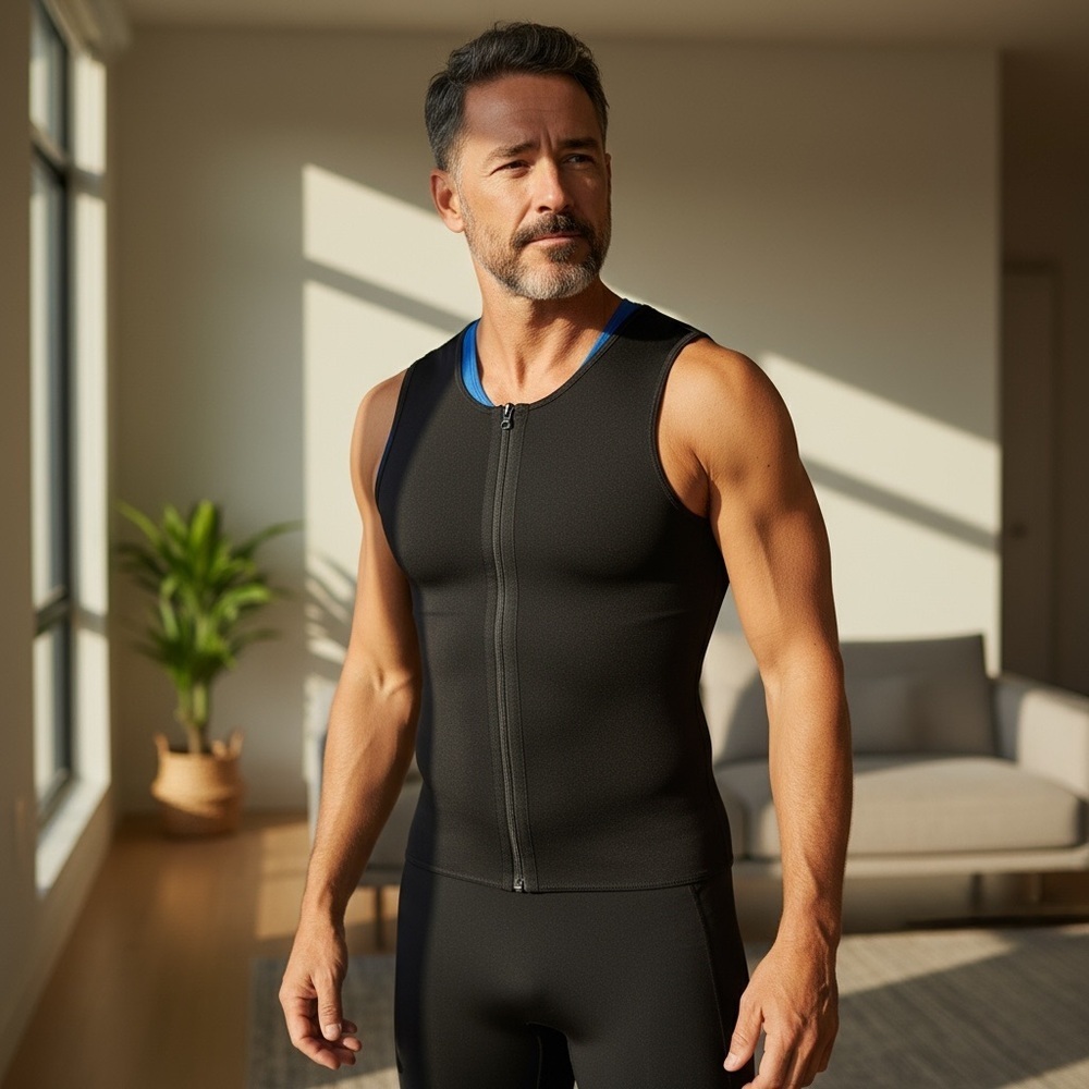 Sweat Vest for Men Sauna Suit Waist Slimming Body Shaper Tank Top Zipper